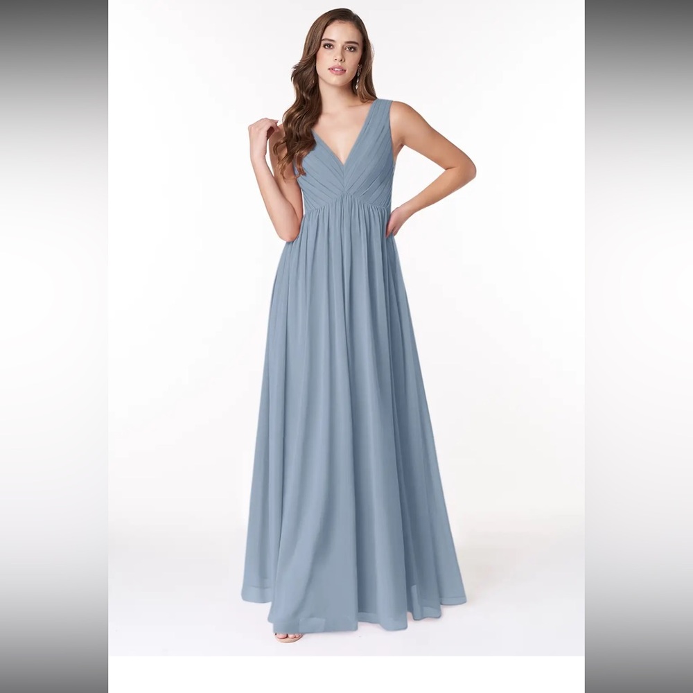 Azazie Steel Blue Ranvie Dress